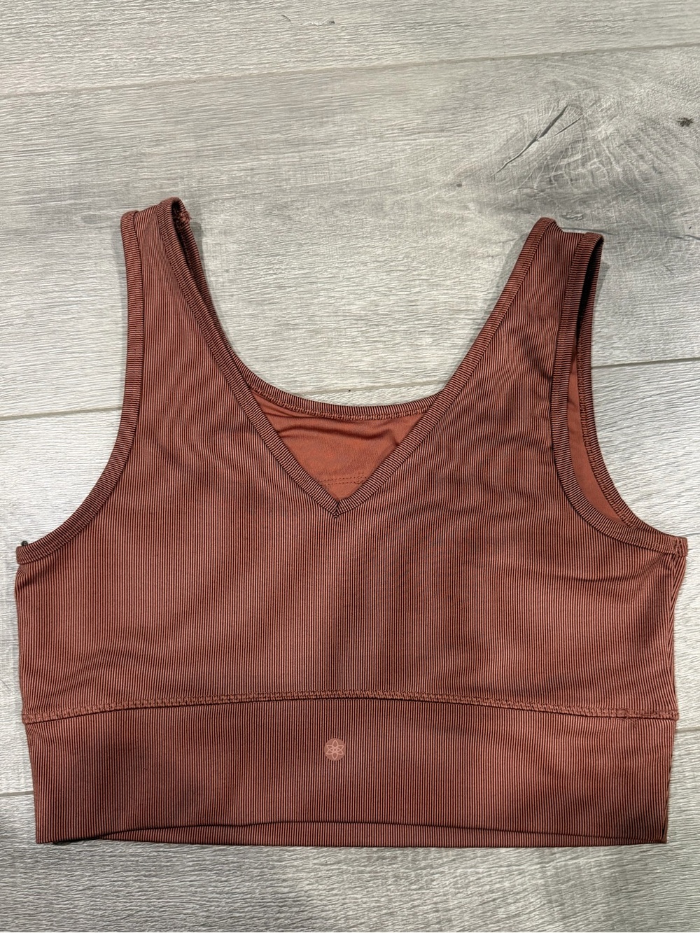Zella Ribbed Crop Sports Bra in Brown - Picture 3 of 5